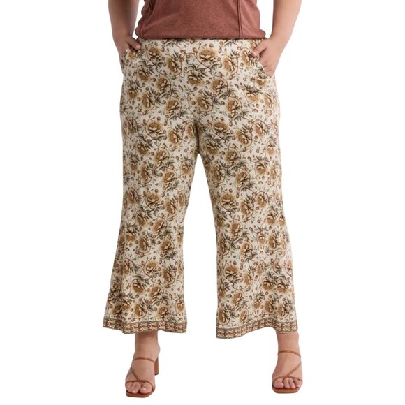 Max Studio London Pants - Max Studio Pull-On Floral Print Wide-Leg Cropped Pants 2X